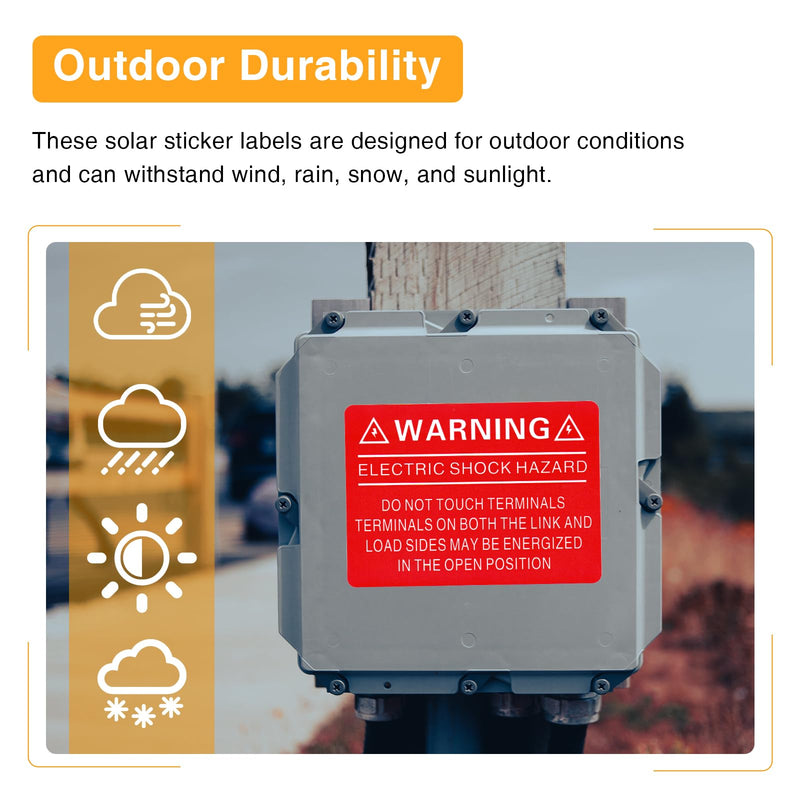 40 Pcs PV Labels Fit for Solar Panel System, Solar Stickers for Most Residential and Commercial Photovoltaic Solar Projects, PV Safty Warning Photovoltaic Labels