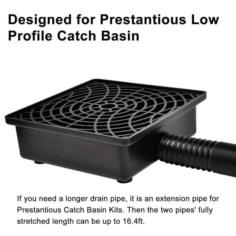 Extra Extension Flexible Pipe for Prestantious 12"×12" Catch Basin, 2 inches ID, Pipe Stretched Length 8.2ft
