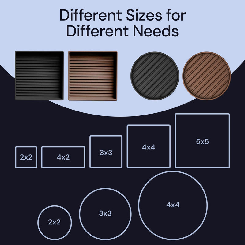 CasterMaster Non Slip Furniture Pads for Hardwood Floors - 2x2 Brown Round Rubber Feet for Furniture - Anti Slip Couch Stoppers to Prevent Sliding - Set of 4 Bed Stoppers
