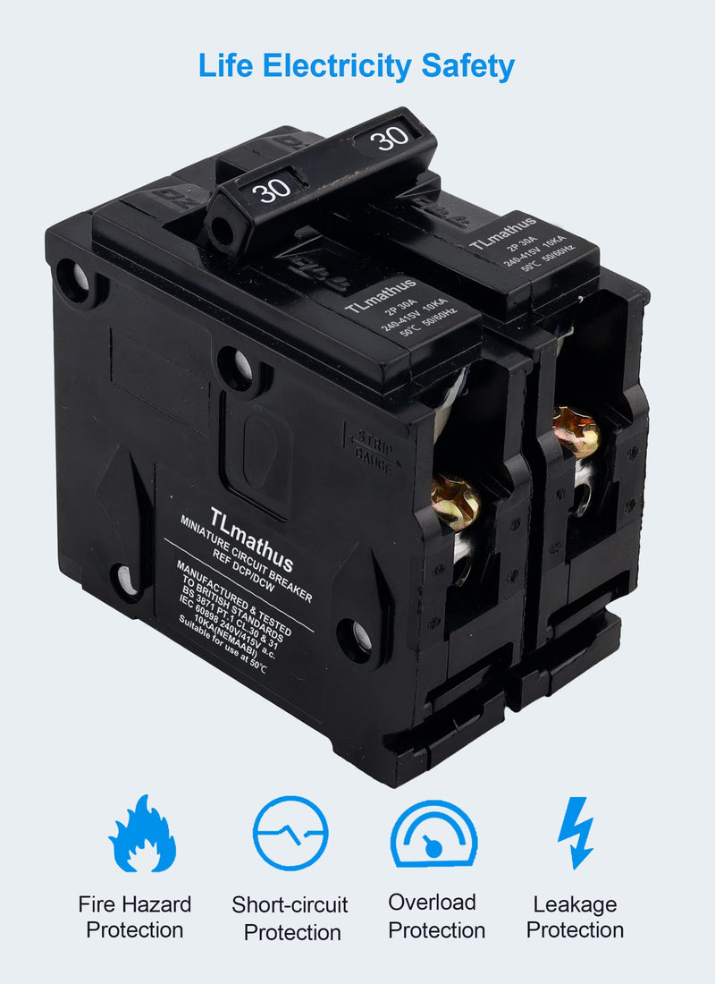 30 Amp 2 Pole Type QP Circuit Breaker Plug-in Mount Standard MCB Thermal Magnetic Protection, 10KA 120/240V, Compatible with Siemens PL and ES Series Load Centers(2P 30A) 2P 30A