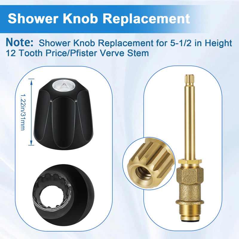 Coolfell Tub Shower Trim Kit, Matte Black Shower Knob 3 Piece and Bath Tub Spout, for Price/Pfister Verve and 3 Handle Tub Shower Faucet, Bathtub Spout for 1/2" Copper, 1/2" and 3/4" Male Thread