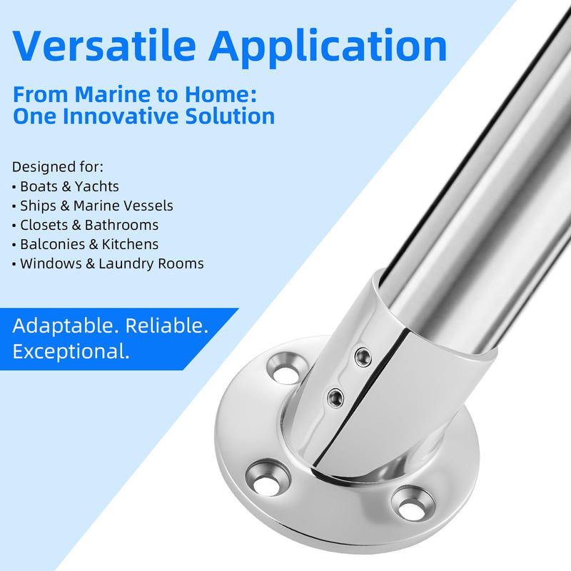 Heavy Duty 316 Stainless Steel Boat Hand Rail Fitting, 1-3/16" Round Base Marine Deck Hardware, Pipe Connector Bracket for Yacht, Pontoon and Center Console (2 PCS) 60 Degree