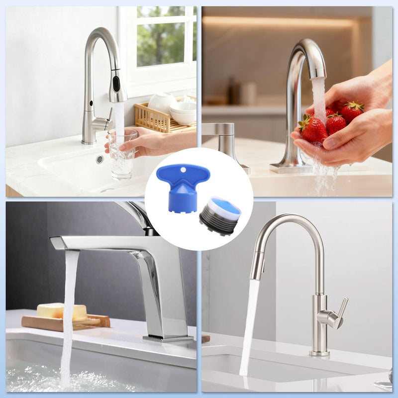 Faucet Aerator Flow Restrictor Service Kit Replacement for Moen 137401 Eco-Performance Aerator,1.5 gpm,18.5MM, with Key Removal Wrench Tool,Compatible with Rothbury or Voss (2 Sets)