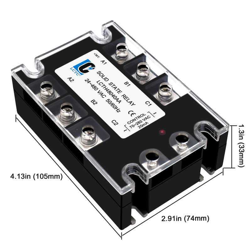 3 Phase Solid State Relay SSR-40AA AC to AC (Input 70-280VAC to Output 24-480VAC) 3 Phase 30 Amp SSR(AC to AC 40A)