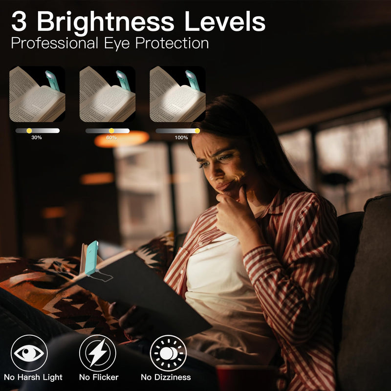 KunHe 4 Pack USB Rechargeable Reading Book Lights for Reading at Night Book Light Reading Accessories Kids Clip on Book Lamp Kids Book Lovers Stocking Stuffers Christmas Gift