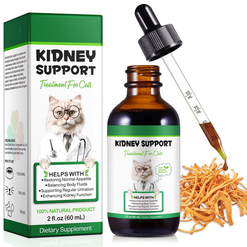 Kidney Support for Cats, Cat Kidney Treatment Support Cat Urinate Regularly, Strengthen Kidney Function,Increase Immunity, Herbal Supplement Supports Healthy Kidney Function- 60ml/2fl.oz 1PCS