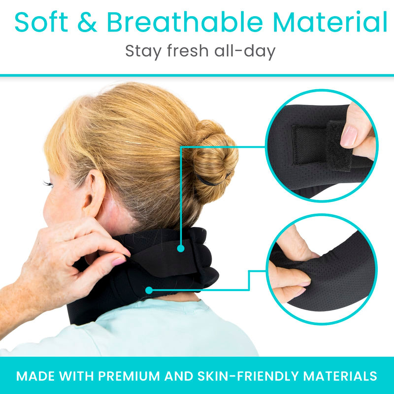 Vive Neck Brace Cervical Collar - Soft Foam for Neck Pain, Sleeping, Support for Women & Men - Universal Size Orthopedic Collar for Stiff & Pinched Nerve - Adjustable Wrap, Chin Contour (2.5") 2.5"