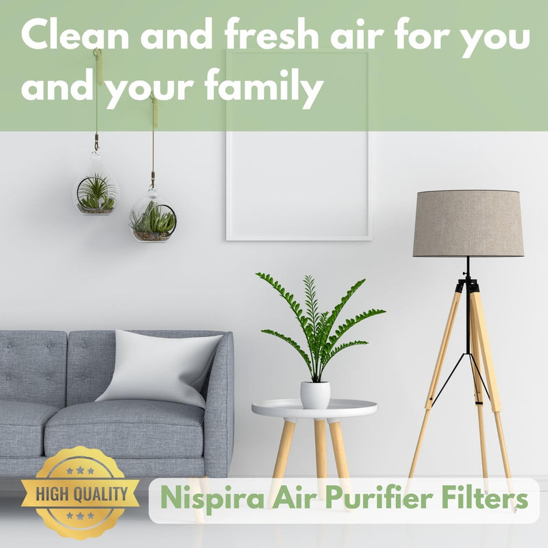 Nispira True HEPA Filter (Small) with 4 Pre-Carbon Filters Compatible with Whirlpool Whispure Air Purifier Models AP150, AP250, AP25030K, APR25530L, APR25130L; Compared to Part # 1183051 1183051K 1