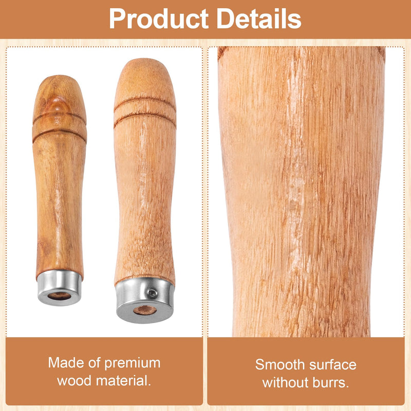 Wooden File Handle with Strong Metal Collars 20pcs, 10pcs Medium Wooden Handle for 6"-8" File and 10pcs Large Wood Handle for 10"-12" File, Screwdriver Hand Drill File Handle Yellow-2