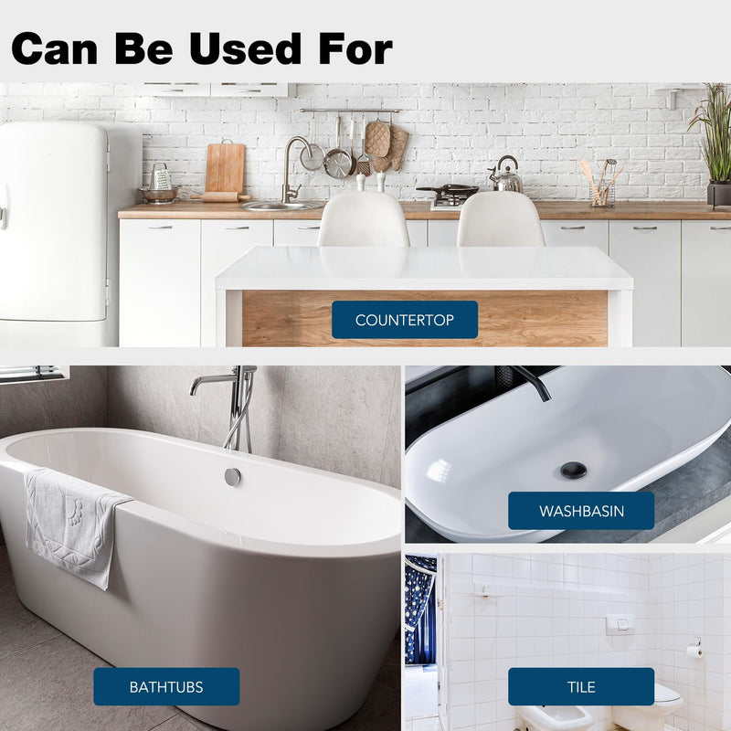 Tub Paint, Odorless Tub and Tile Refinishing, White Bathtub Paint Water Based, Long-Lasting Never Peel, for Bathroom, Tubs, Tiles for Wet Surfaces, Sink, Kitchen Cabinets, Countertops (7.1 Fl Oz (White) 7.1 Fl Oz (White)