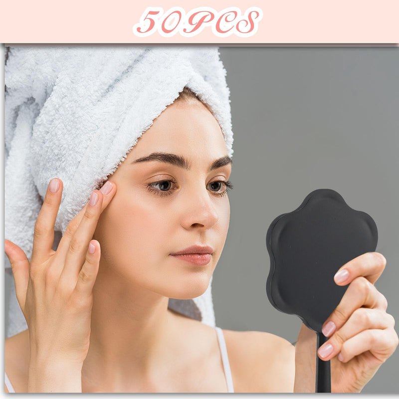 50 Pcs Handheld Mirror Bulk Small Hand Mirror with Handle Portable 2.87 x 5.51 Inches Plastic Compact Makeup Cosmetic Tools for Travel Daily Use (Black,White,Lotus Pink,Blue,Purple) Black, White, Lotus Pink, Blue, Purple 50