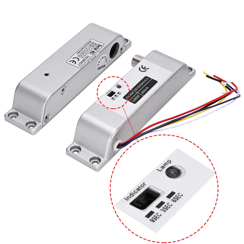 Electric Drop Bolt Lock NO Mode Fail Security DC 12V Electronic Bolt Door Lock for Access Control System with Time Delay Fail-Security Mode