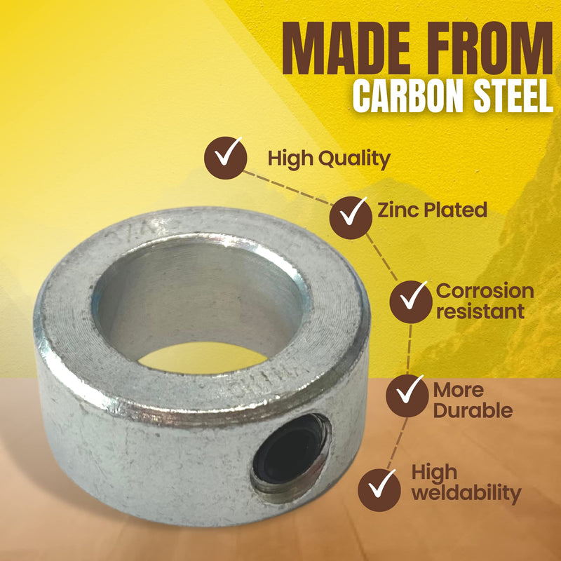 (4-Pack) 3/4” Bore Solid Steel Shaft Collars with Zinc Plated Coating - Durable Shaft Collars Suitable for Machinery and Industrial Use 4 3/4"