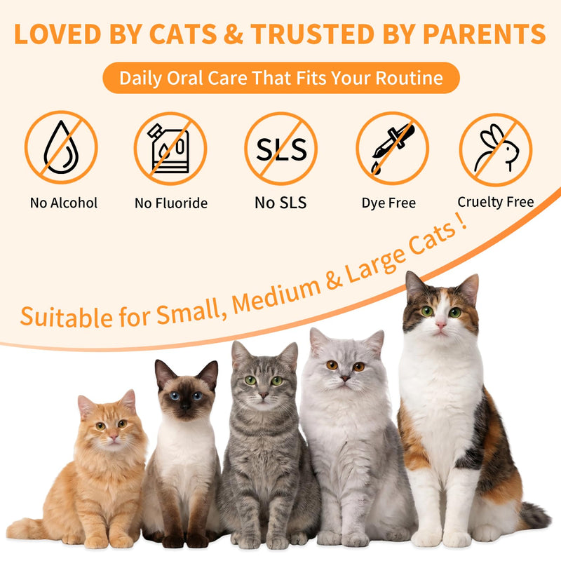 Cat Dental Kit with Salmon Flavor Toothpaste 1.06 oz | Enzymatic Cat Toothpaste, Includes Toothbrush & Finger Brush | Gentle Plaque & Breath Care 0.35 Fl Oz (Pack of 3)