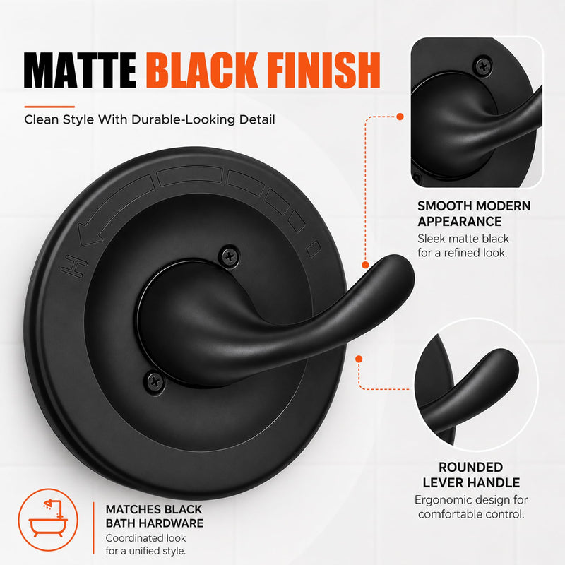 T13020 Shower Trim Kit, Matte Black Shower Valve Trim Kit