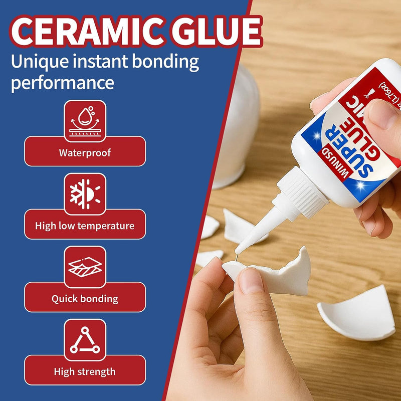 50g Ceramic Super Glue Adhesive - Instant Repair for Porcelain, Pottery, Dishes & Tiles | Waterproof, High Resistant | Strong Bond for Kitchen Sink, Bathroom, DIY Crafts & Home Decor Fixes - NewNest Australia