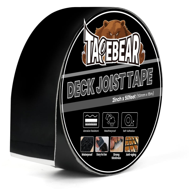 Joist Tape 2"×50', Deck Joist Tape Butyl Sealant Joist Flashing Tape for Decking, Waterproof Anti-Corrosion Weather Resistant Tape for Wood Decks Beams Rim, Roof 2Inch x 50Feet 1