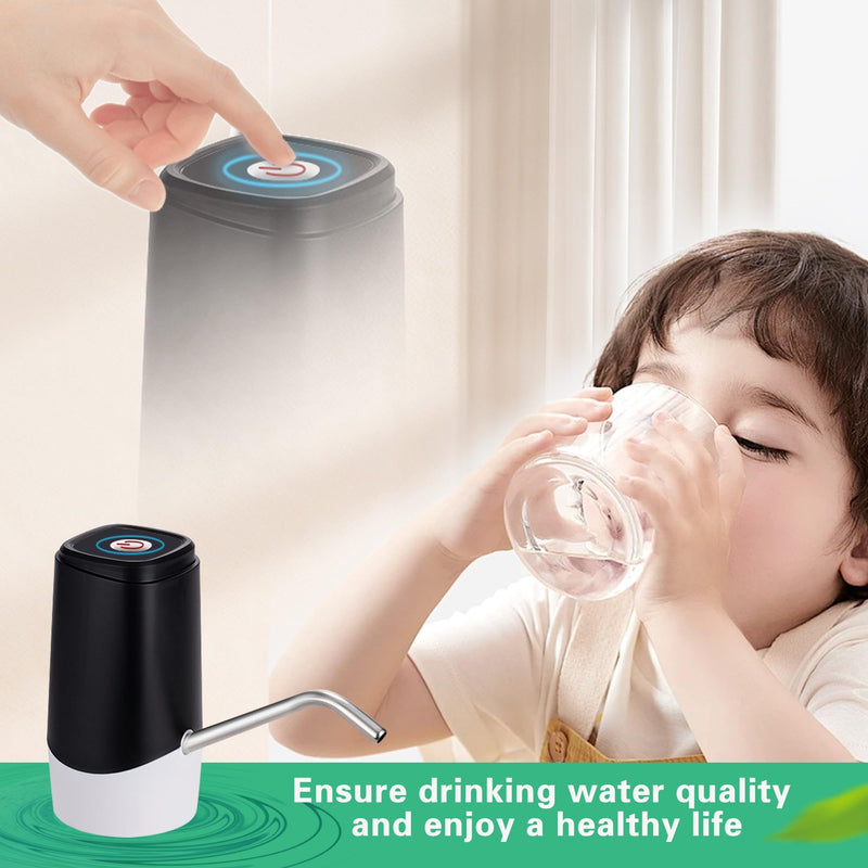 5 Gallon Water Dispenser, Portable Automatic Water Jug Pump, Electric Water Bottle Pump with Switch and USB Charging,Mini Water Pump with Silicone Hose for Camping, Home, Office（Black） Black