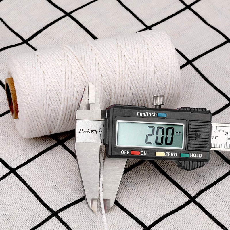 G2PLUS White String, Cotton Bakers Twine，328 Feet 2MM Natural White Cotton String for Crafts, Gift Wrapping Twine, Home Decor, Gift Packaging 2MM 328 Feet