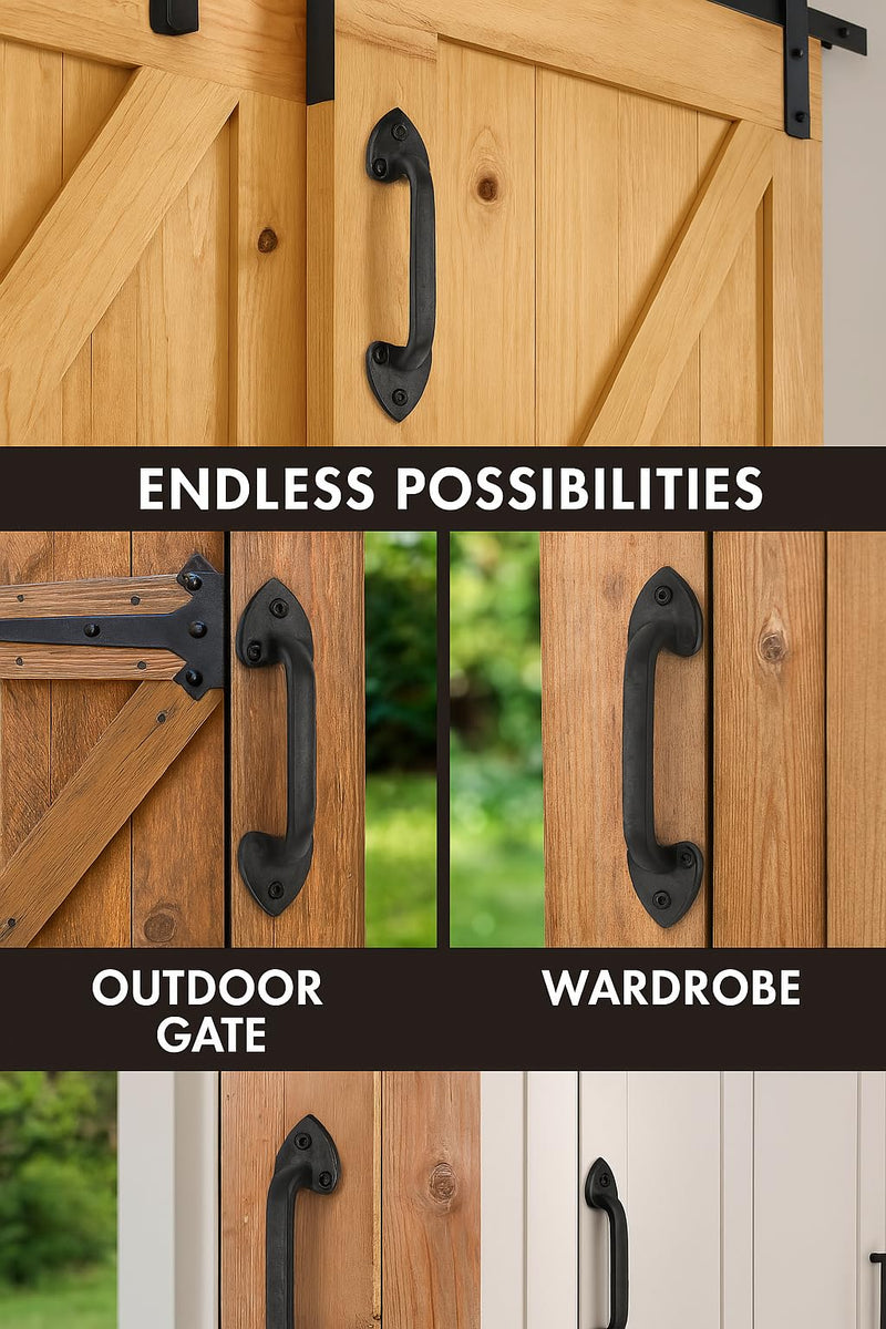 2-Pack 7 Inch Spear Barn Door Handle - Black Cast Iron Pull for Sliding Doors, Gates, Sheds, Fences, Closets - Indoor Outdoor Farmhouse Hardware 7" - 2 Pack