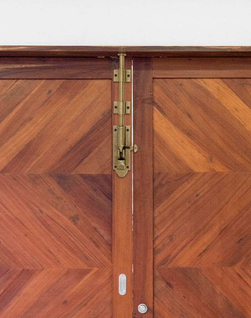 QWORK 10 Inch Solid Bronze Heavy Duty Cane Bolt Extra Wide Antique Style Sliding Bolt Latch for Double Doors, Sheds, Garages, and More Oil Rubbed Bronze Finish 2 Pcs