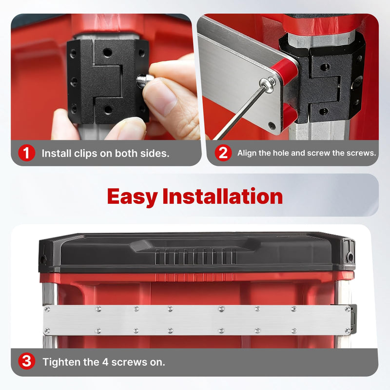 Power Drill Holder Compatible with Milwaukee Packout Toolbox, Locking Stainless Steel Tool Holder Side Mount, Hanging Tape Measure Screwdrivers Wrenches, No Drilling Organizer for Packout Accessories