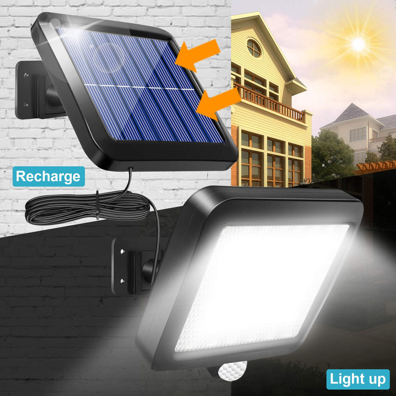 Solar Wall Lights Outdoor with Motion Sensor, Shuniu 56 LEDs Ultra Bright IP65 Waterproof Separable Solar Porch Light, 16.4 ft Cord Solar Security Light for Patio Yard Deck Garage Driveway Porch Fence 1 Pack