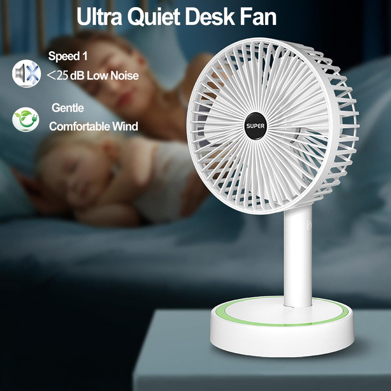 180° Foldable Small Desk Fan & Handheld Fan, 6.5 in Wireless,3 Speeds Battery Powered Portable Fan USB Rechargeable, Office Bedroom Dorm Camping Travel Cruise Essentials, Gifts for Women Men