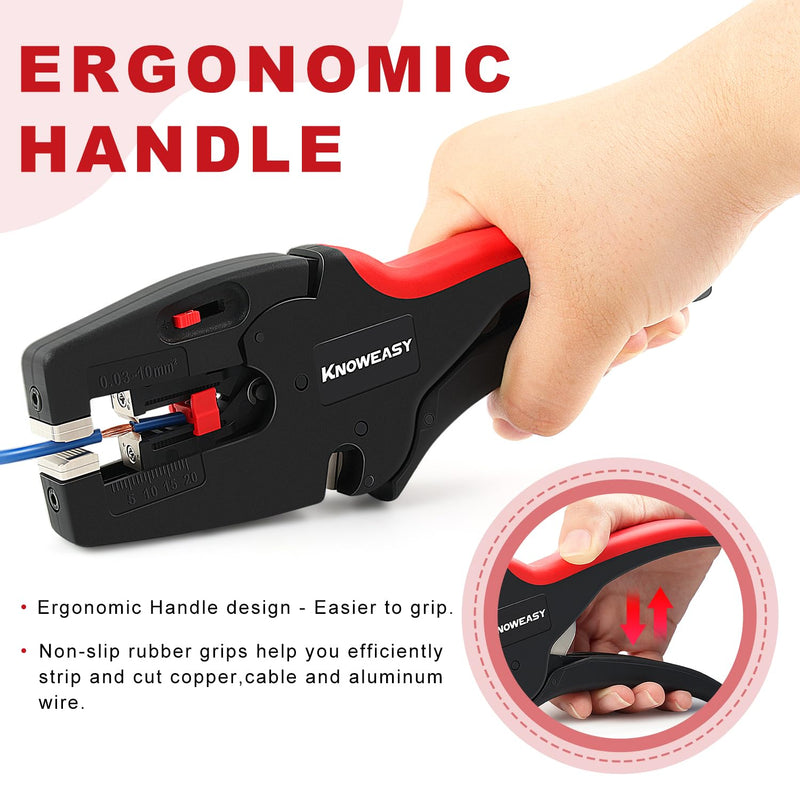 Knoweasy Upgraded Wire Stripper : 2-in-1 Heavy Duty Wire Stripper Plier and Cutter for 32-7 AWG (0.03mm²-10mm²), Essential Stripping and Cutting Tool for Professionals and DIY Enthusiasts D3N2024