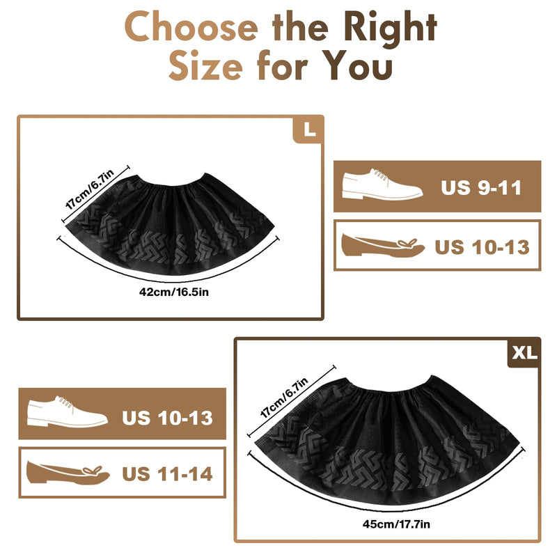 100 Pcs Shoe Covers Disposable Non-Slip,Shoe Covers for Indoors Reusable,Slip-resistant, Durable, Breathable, Non-toxic,Booties for Shoes Covers,Stretchable Fits Up To13 US Men,Black-XL Black Set of 100(xl)