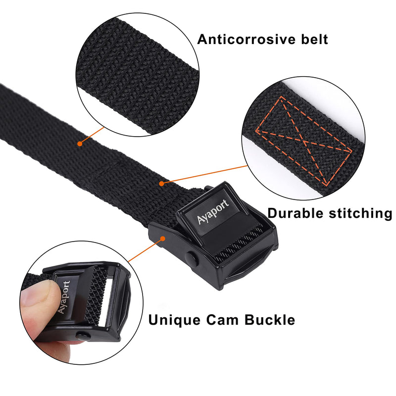Ayaport Lashing Strap Tie Down Straps with Adjustable Cam Buckle Nylon Cinch Strap for Packing Cargo, Bike, Luggage Black 6 Pcs (Black, 0.75'' x 48”) 0.75'' x 48"