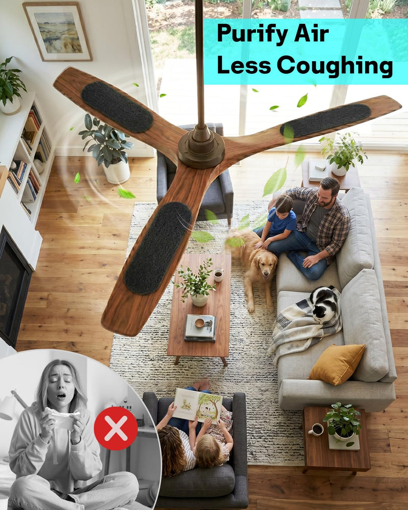 Leemone 30pcs Ceiling Fan Filter for Blades, Coconut Shell Activated Carbon