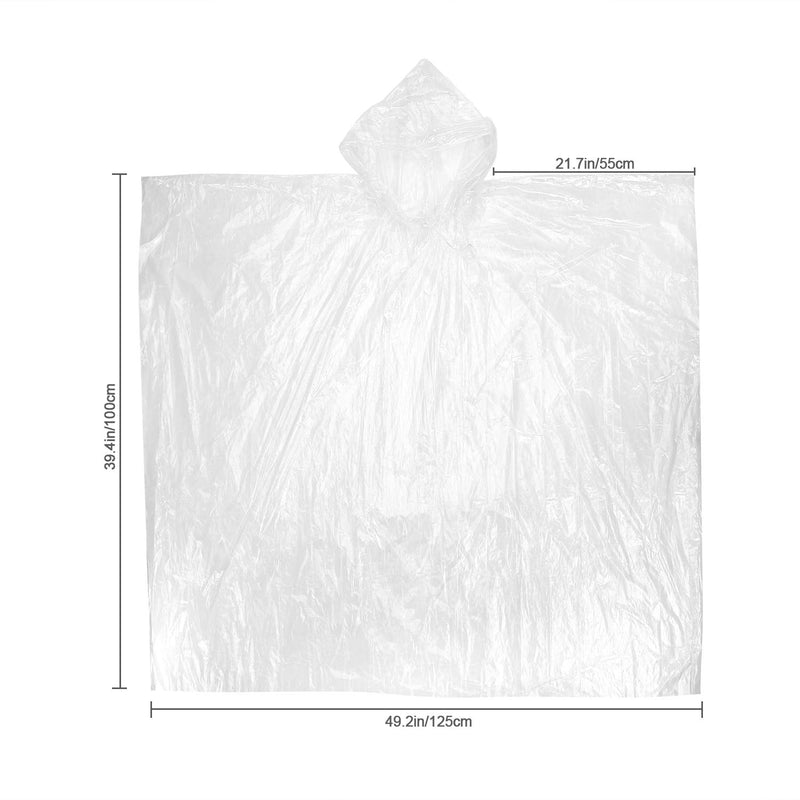 Rain Ponchos for Adults Disposable - Waterproof Lightweight (6 Pack) Rain Ponchos with Drawstring Hood 50% Thicker Material Emergency Rain Poncho Clear Color