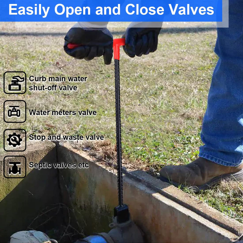 Eapele Water Meter Key 16 inch Enforced Steel T-Handle With 4-way Multi-Functional Universal Cross Key 16inch