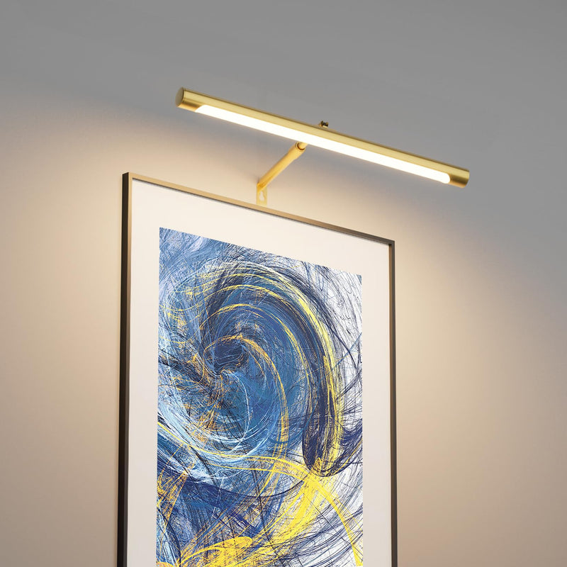 Picture Lights for Paintings Plug in, 16" Adjustable LED Gold Picture Light Art Light, Remote Control Gallery Painting Wall Light for Picture Display Dartboard Art Work (Gold)