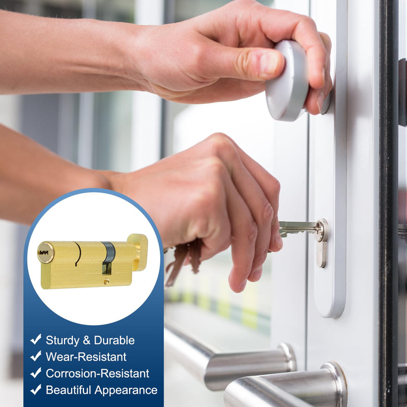 PATIKIL Solid Brass Lock Cylinder, 90mm(55/10/25) 1-1/4" Door Lock Cylinder Storm Door Lock Cylinder with 3 Keys for Anti-Theft Wooden Aluminum Door 90mm(55/10/25)