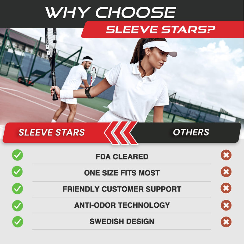 Sleeve Stars Tennis Elbow Brace for Men & Women, Tendonitis Elbow Brace & Strap Golfers Elbow Brace Counterforce Band for Tendon Pain Relief & Support for Forearm w/ 3 Straps Fits 9-23" (Single/Black) One Size Black 1