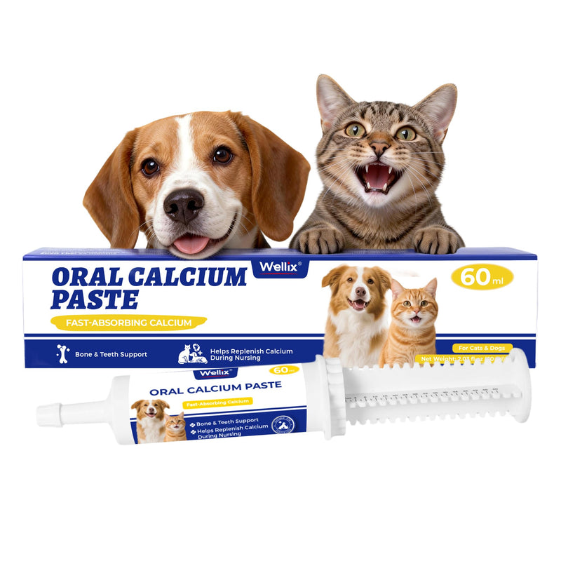 Wellix 60ml Oral Calcium Paste for Whelping Dogs & Cats, Easy-to-Absorb Calcium Supplement for Dogs & Cats with Calcium Gluconate, Lactate & Vitamin D3 for Labor Support & Recovery, Chicken Flavor