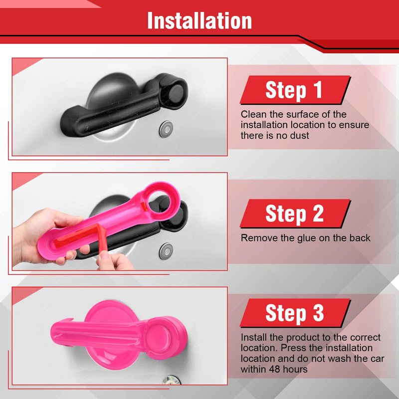 Car Outside Door Handle Set,Tailgate Handle Cover Recess Guard,Exterior Door Handle Set Replacement for Wranglers JK JKU Libertys 2007-2018,15PCs (Pink) Pink