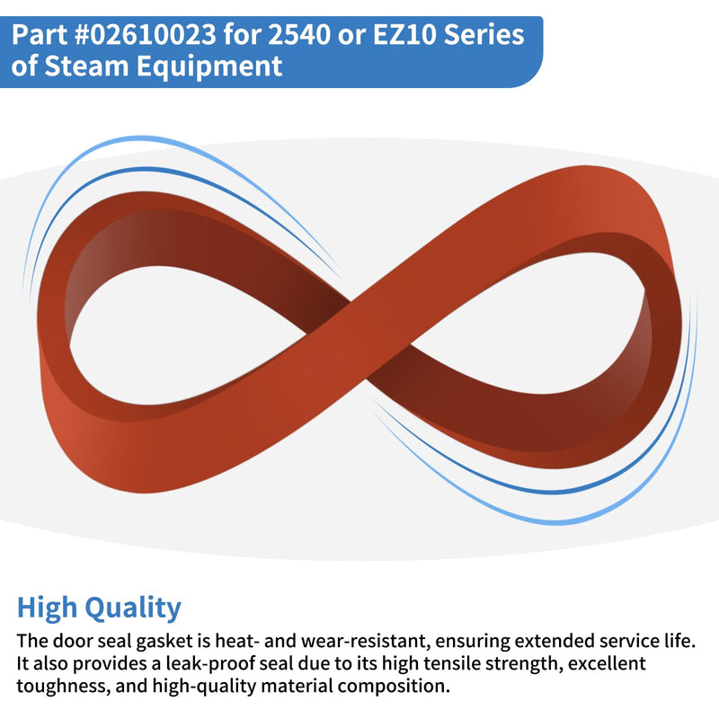 for Tuttnauer 2540 EZ10 Door Gasket Series 2540MK 2540E 2540EA 2540EK EZ10K | Door Seal Gasket Replacement Part #02610023, NOT for 2340 Series, Square Cross-Section