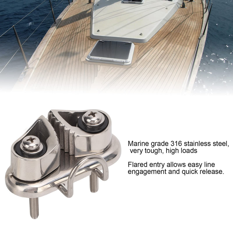 Boat Cam Cleat with Wire Ring Sailboat Pilates Equipment 316 Stainless Steel Mirror Polished For Wire Sizes Up To 10mm/0.39in Boat Pilates Equipment