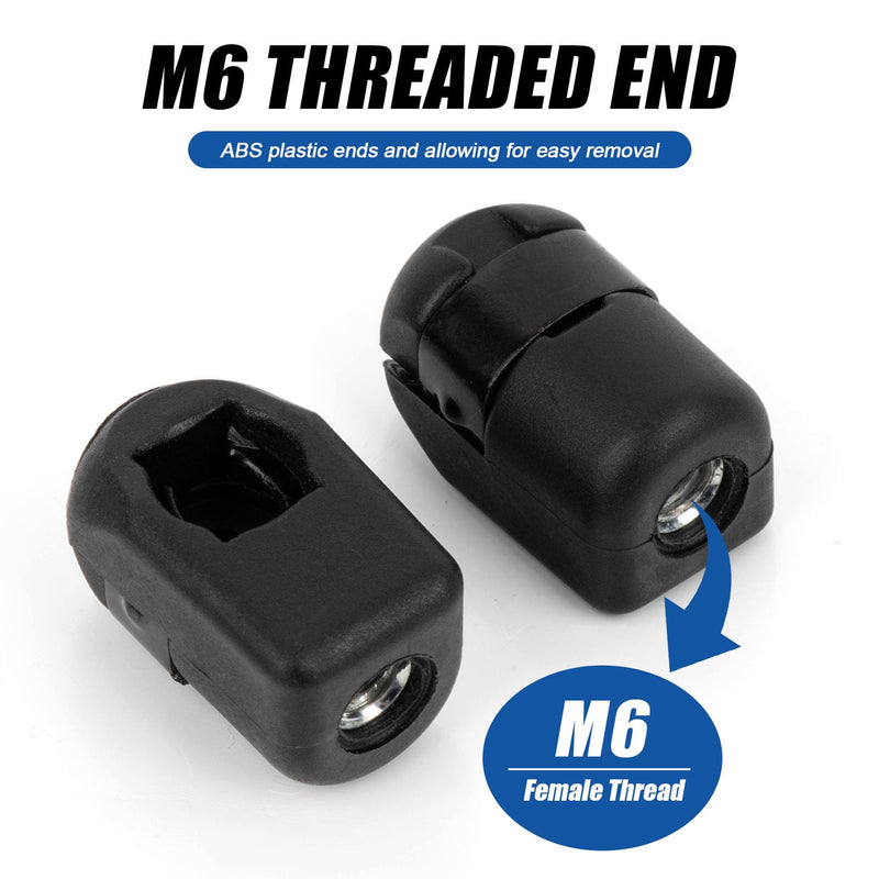 Gas Strut End Fittings for 10mm Ball-Stud (10 Pack) M6 Female Thread Brass Insert, RT-60-00008, Black Color M6 / 10 PCS