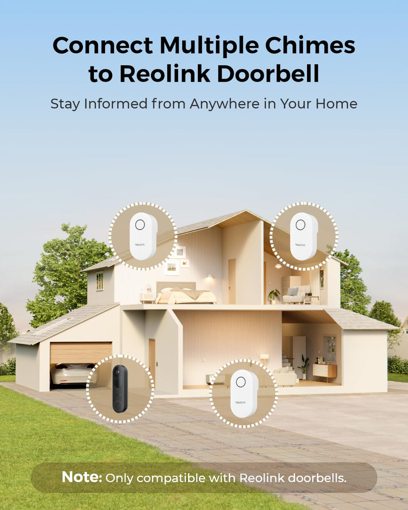 Reolink Digital Chime, Only Compatible with Reolink Video Doorbell, Easy Plug & Play, Remote Control via the App, Multiple Ringtone Choices