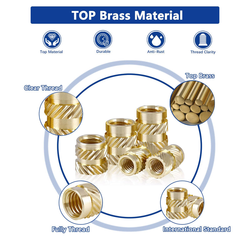 415Pcs M2 M3 M4 M5 M6 Threaded Inserts for Plastic Heat Set Insert Brass Insert Assortment Kit for 3D Printing Injection Molding Press Thread Nuts 415pcs Nut Inserts