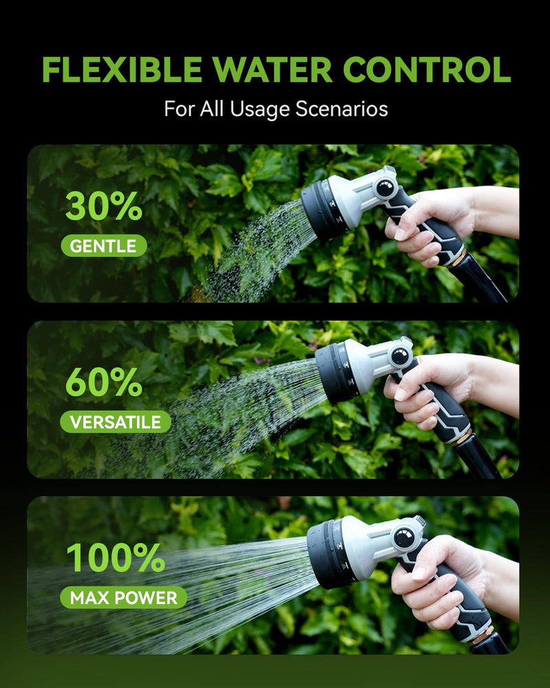 RAINPOINT Full-Metal Garden Hose Nozzle, Heavy Duty Water Hose Nozzle Sprayer With 10 Adjustable Patterns & High Flow,Thumb Control For Flow Adjustment, Ideal For Watering, Washing, Cleaning,Black Black 1
