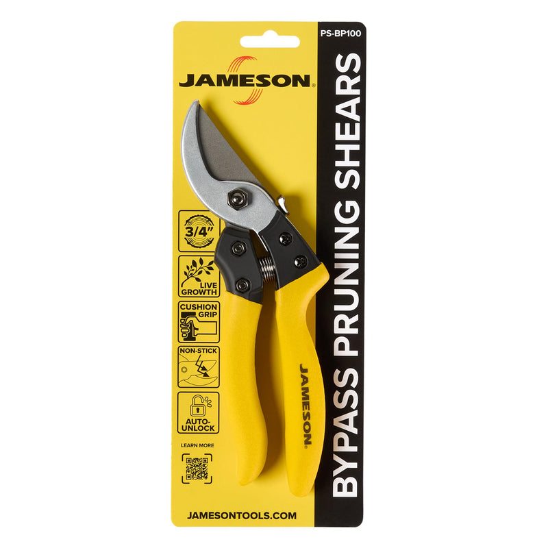 Jameson Bypass Pruning Shears – 3/4″ Cutting Capacity, Ultra-Sharp Non-Stick Blades, Durable Cast Aluminum Frame, and Ergonomic Cushion-Grip