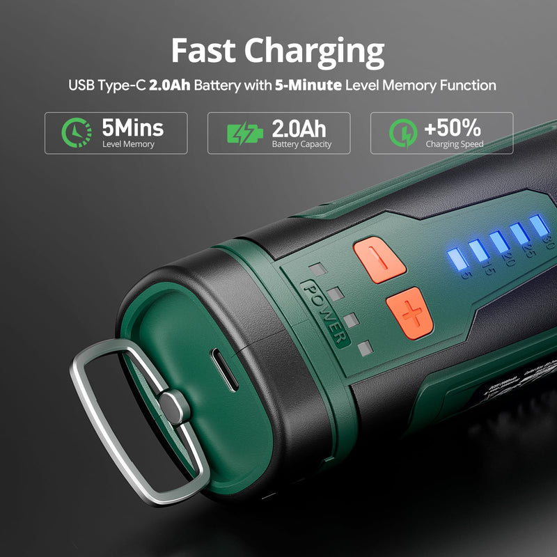 DEPSTECH Cordless Rotary Tool Kit, 8V 2.0Ah Rechargeable Battery, 30000RPM 5-Speed Multi Power Carving Tools, 127Pcs Accessories, Shield Attachment, Cutting/Drilling Guide for Handmade/DIY Creations DC08
