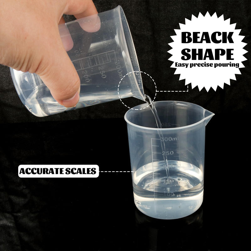 30 Pack Plastic Beakers 300 ml Graduations Plastic Graduated Measuring Cups for Science Lab Equipment, Home Experiment, School Teaching Supplies, Transparent