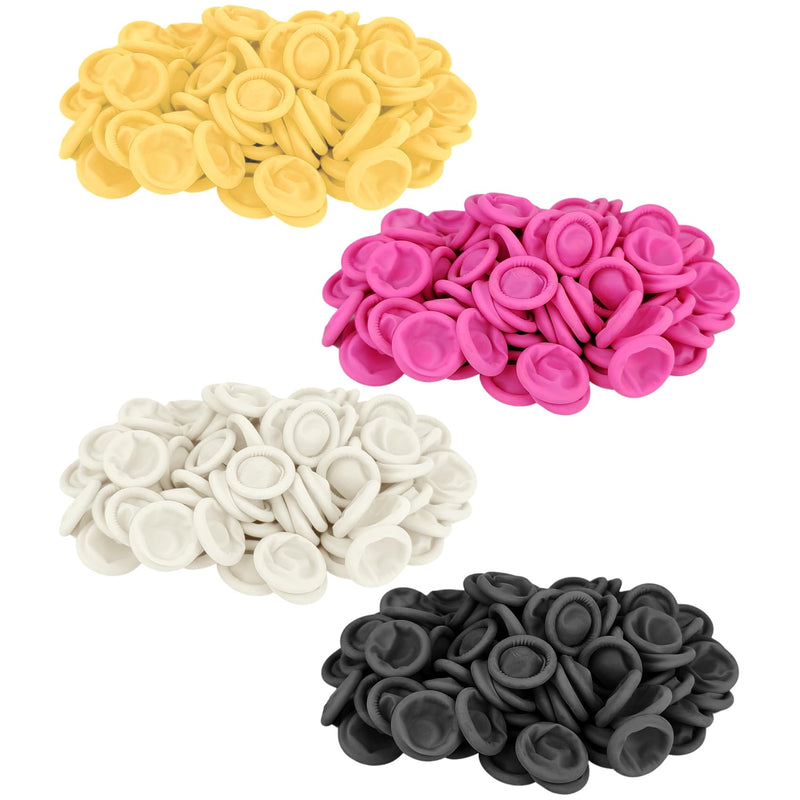 100 Pcs Finger Protectors, Disposable Finger Covers, Latex Anti-Static Finger Tip Rubber Protect Keeping Dressing Dry and Clean (Pink, M) Pink