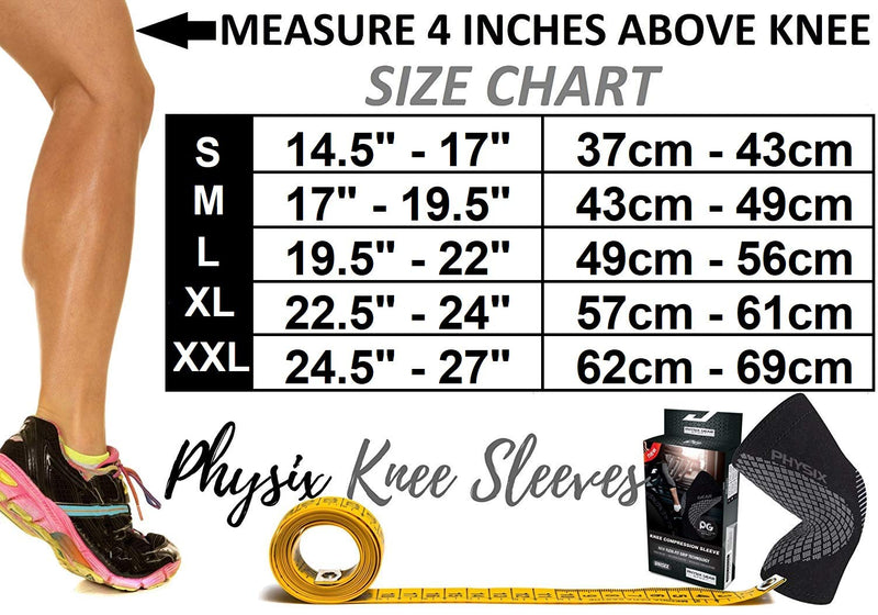 Physix Gear Knee Compression Sleeve for Men & Women - Best Compression Knee Brace for Walking, Running, Gym, Basketball, Weightlifting,Workout, Sports - Knee sleeves Support Compression & Stability M Black/Grey